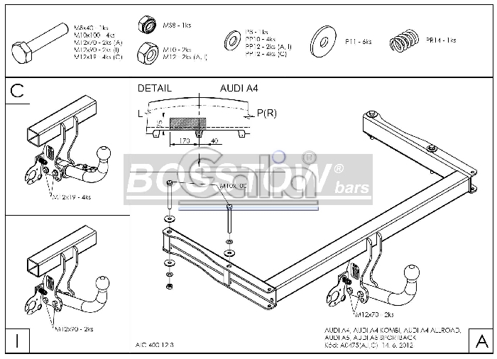 Anhängerkupplung für Audi-A4 Allroad Allroad Quattro, Baureihe 2009-2015 starr