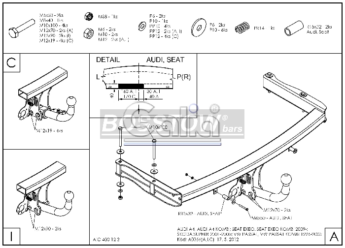 Anhängerkupplung für Audi-A4 Limousine S4, Baureihe 2004-2007 starr