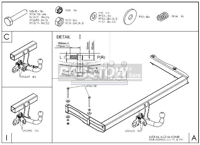 Anhängerkupplung für Audi-A6 Avant 4F/C6, Baureihe 2004-2008 starr