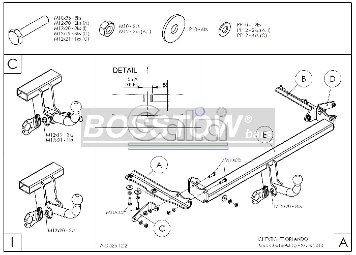 Anhängerkupplung für Chevrolet-Orlando, Baureihe 2011- starr