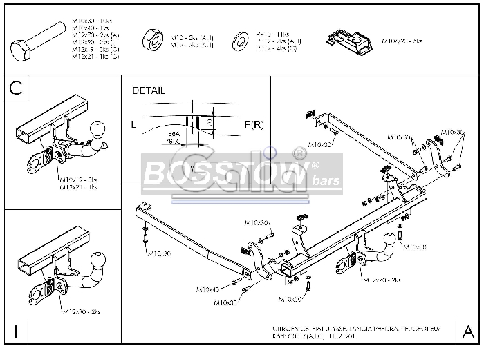 Anhängerkupplung für Citroen-C8, Baureihe 2002-2005 starr