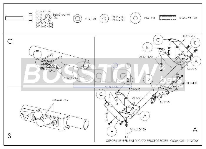 Anhängerkupplung für Citroen-Jumper Kasten/ Bus/ Kombi 2 WD, Baureihe 2002-2006 starr