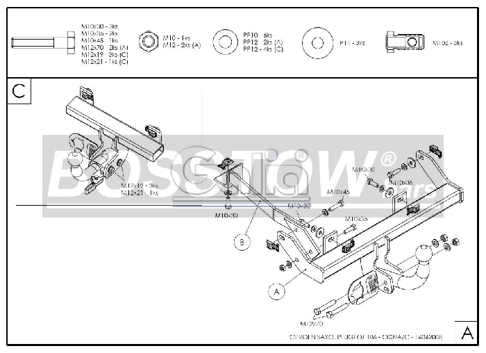 Anhängerkupplung für Citroen Saxo 1996- Ausf.: starr