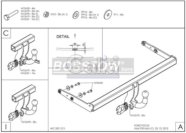 Anhängerkupplung für Ford-Focus Fließheck, nicht ST 225, RS, Baureihe 2003-2004 starr