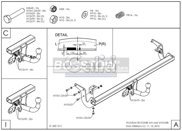 Anhängerkupplung für Hyundai-I30 Kombi, Baureihe 2012-2017 starr