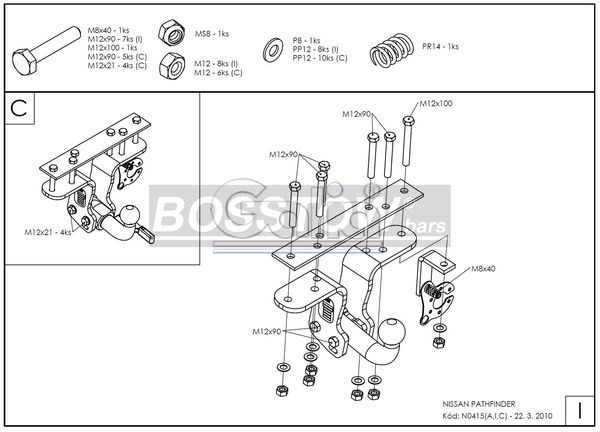 Anhängerkupplung für Nissan-Pathfinder R51, Baureihe 2004-2013 starr