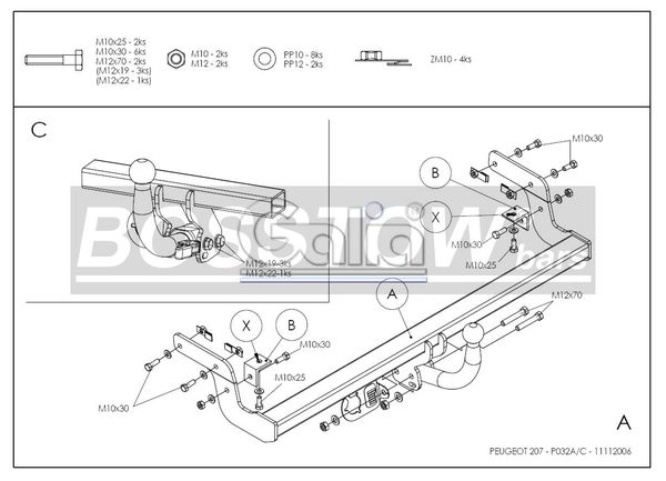 Anhängerkupplung für Peugeot-207 Fließheck, Baureihe 2006- starr