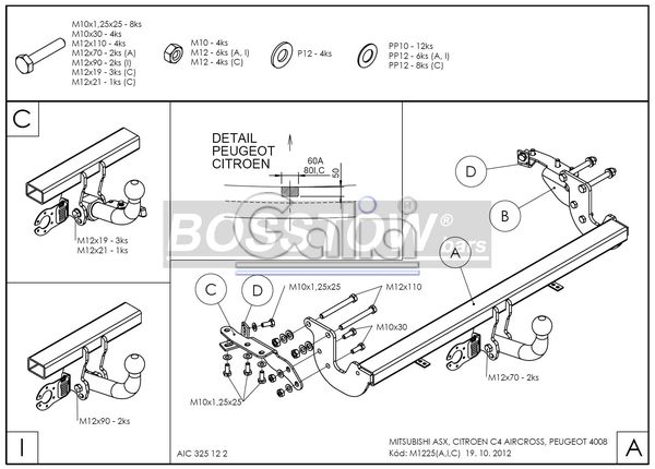 Anhängerkupplung für Peugeot-4008, Baureihe 2012- starr