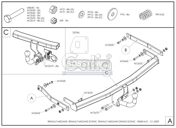 Anhängerkupplung für Renault Grand Scenic nicht RX4 2003-2009 Ausf.: starr