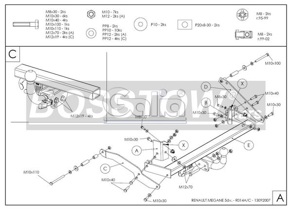 Anhängerkupplung für Renault Megane Fließheck, 3/ 5-türig 1996-1999 Ausf.: starr
