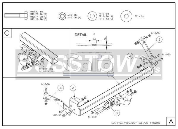 Anhängerkupplung für Seat Inca 1995-2004 Ausf.: starr