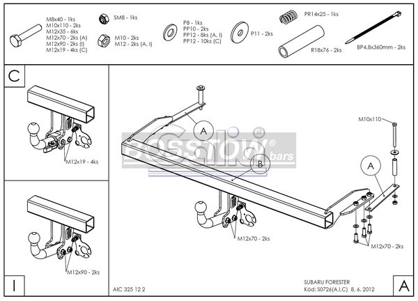 Anhängerkupplung für Subaru-Forester, Baureihe 2005-2008 starr