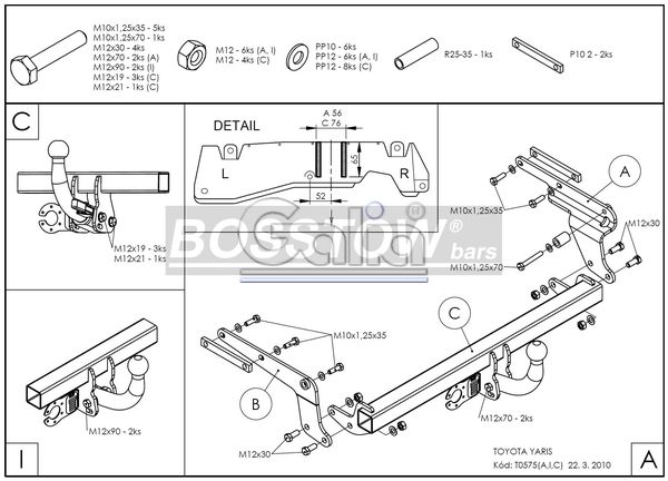 Anhängerkupplung für Toyota Yaris Fließheck 2005-2009 Ausf.: starr