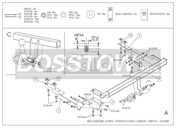 Anhängerkupplung für VW Polo (6KV)Lim, Stufenheck, Classic 1999- Ausf.: starr