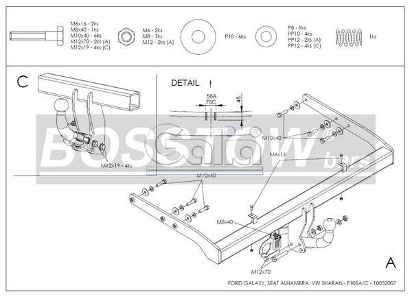 Anhängerkupplung für VW Sharan nicht 4x4, Fzg. ohne Parktronic 1997-1998 Ausf.: starr