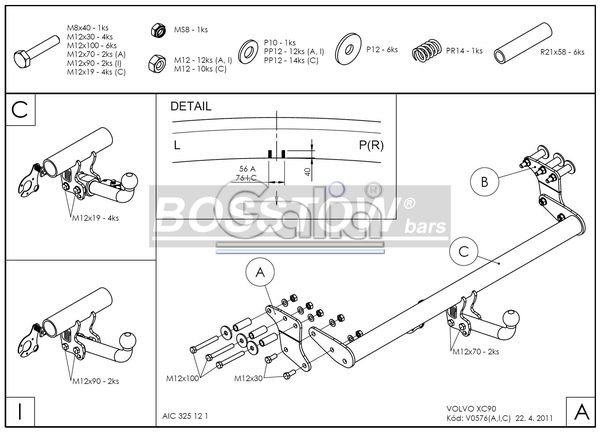 Anhängerkupplung für Volvo-XC 90, Baureihe 2003-2004 starr