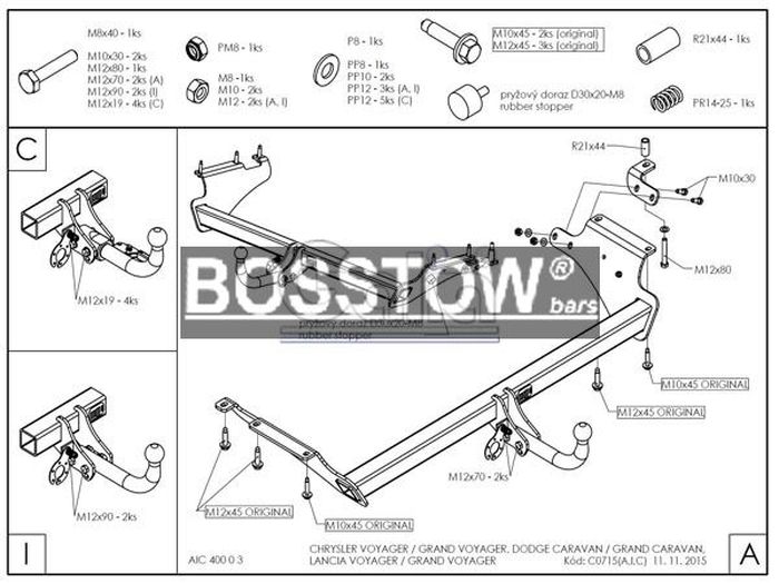 Anhängerkupplung für Lancia Voyager 2011-2015 Ausf.: abnehmbar