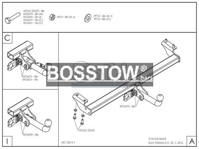 Anhängerkupplung für Toyota RAV 4 III (A2) 2 + 4WD 2000-2006 Ausf.: abnehmbar