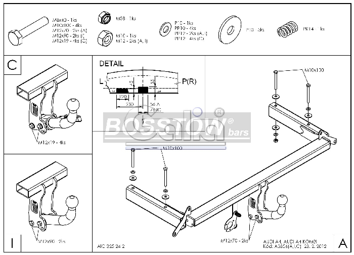 Anhängerkupplung für Audi A4 Avant Quattro 1996-2001 Ausf.: abnehmbar