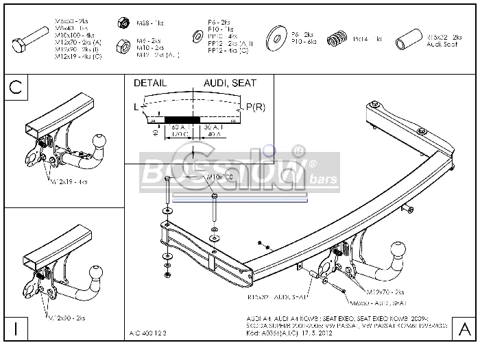 Anhängerkupplung für Audi-A4 Avant nicht Quattro, nicht RS4 und S4, incl. S-line, Baureihe 2004-2007 abnehmbar