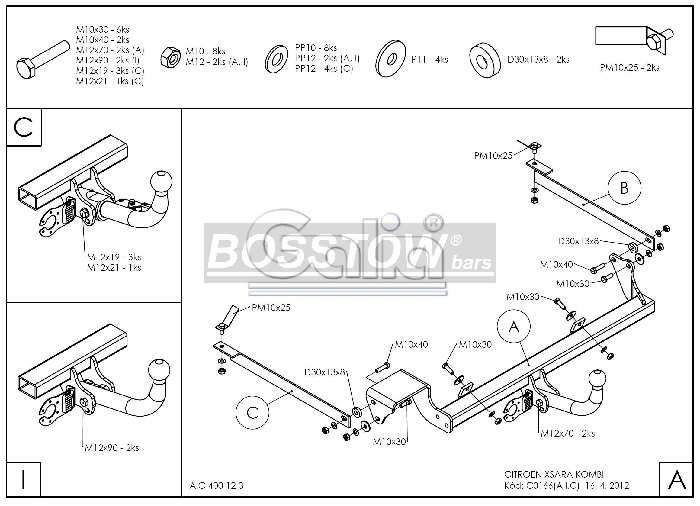 Anhängerkupplung für Citroen Xsara Kombi 1998-2000 Ausf.: abnehmbar