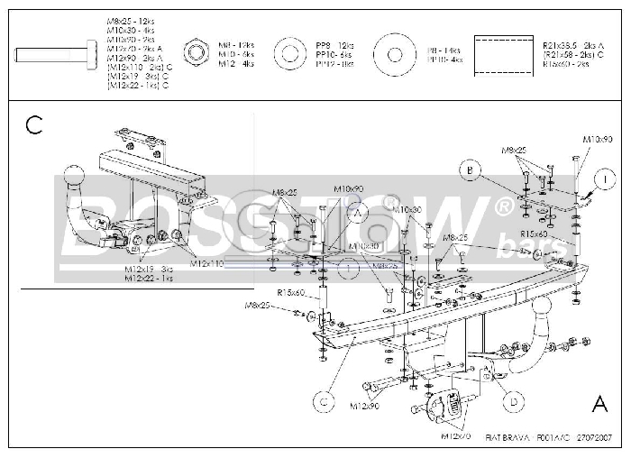 Anhängerkupplung für Fiat Brava 5-türig 1995-2002 Ausf.: abnehmbar