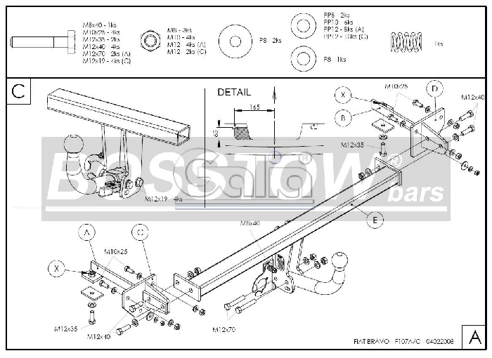 Anhängerkupplung für Fiat Bravo 5-türig 2007- Ausf.: abnehmbar