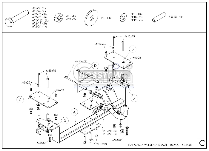 Anhängerkupplung für Fiat Marea Kombi Weekend 1996-2002 Ausf.: abnehmbar