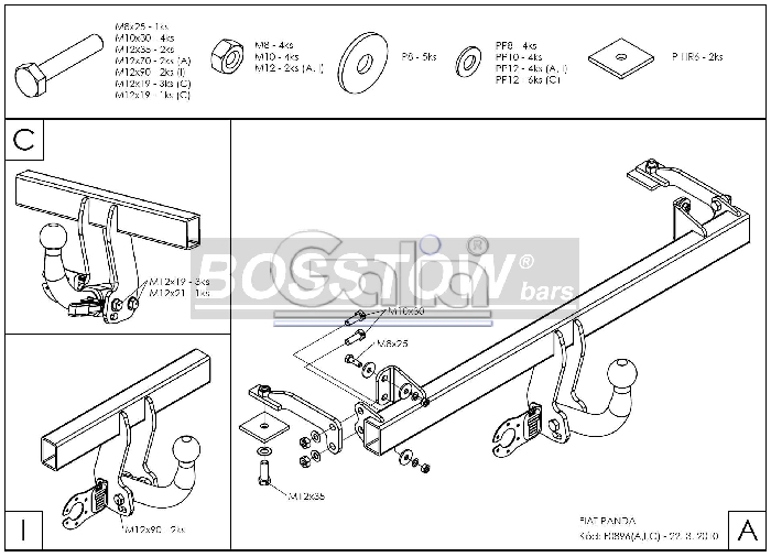 Anhängerkupplung für Fiat Panda 4X4, nicht Gasantrieb 2003-2011 Ausf.: abnehmbar