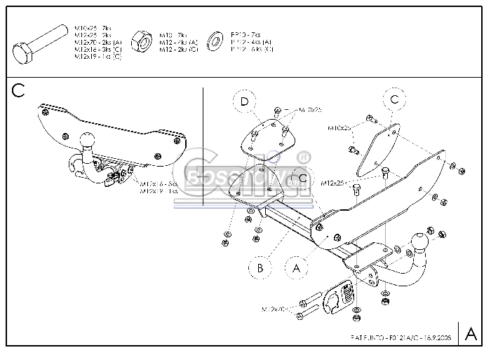 Anhängerkupplung für Fiat Punto Cabrio 1993-1999 Ausf.: abnehmbar