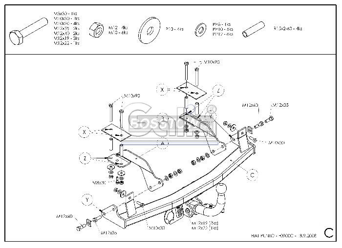 Anhängerkupplung für Fiat Punto Fließheck 1999-2003 Ausf.: abnehmbar
