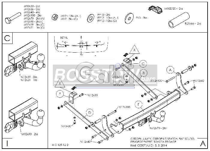 Anhängerkupplung für Fiat-Scudo Kasten/ Bus/ Kombi, Baureihe 2007-2016 abnehmbar