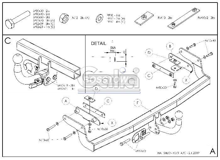 Anhängerkupplung für Fiat Stilo Fließheck 2001-2004 Ausf.: abnehmbar