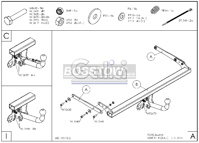 Anhängerkupplung für Ford-B-Max, Baureihe 2012- abnehmbar