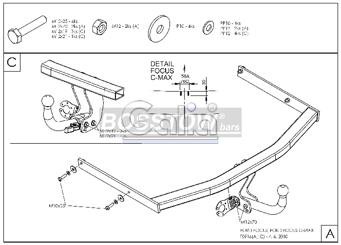 Anhängerkupplung für Ford Grand C-Max 2010- Ausf.: abnehmbar