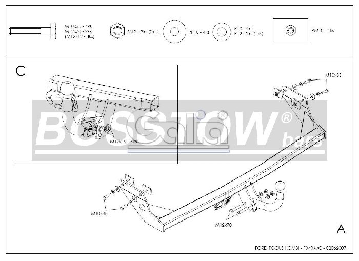 Anhängerkupplung für Ford Focus Kombi, nicht RS 1998-2003 Ausf.: abnehmbar