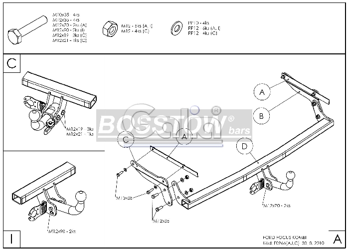 Anhängerkupplung für Ford-Focus Kombi, nicht RS, Baureihe 2008-2011 abnehmbar