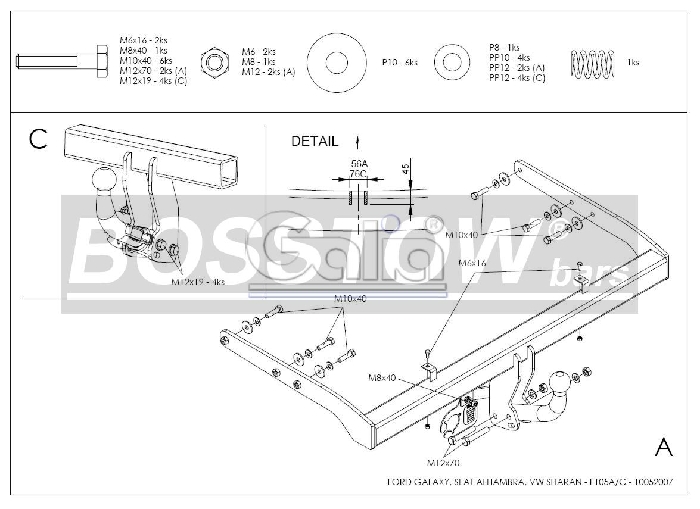 Anhängerkupplung für Ford Galaxy Van, incl. 4x4, für Fzg. mit Parktronic 1998-2000 Ausf.: abnehmbar