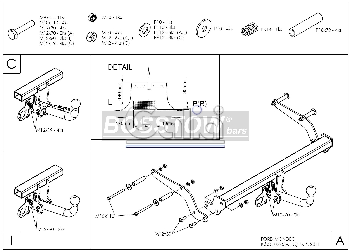 Anhängerkupplung für Ford-Mondeo Fließheck Lim nicht 4x4, nicht RS,ST, nicht Titanium, Baureihe 2000-2007 abnehmbar