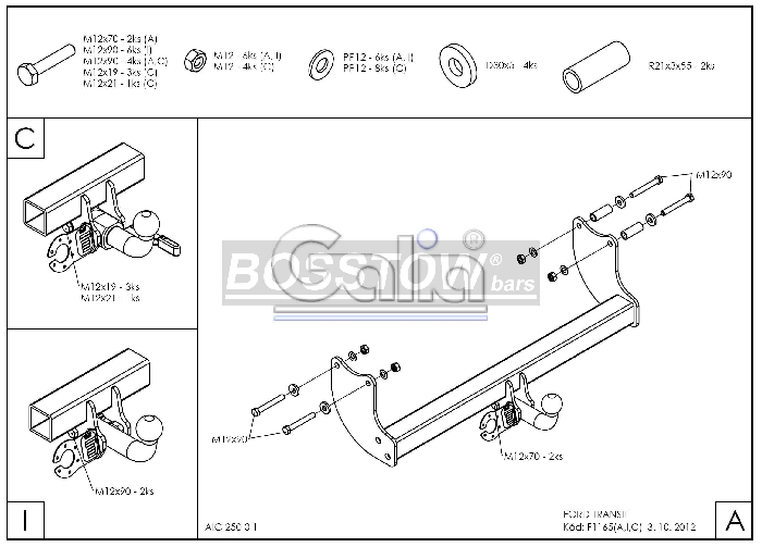 Anhängerkupplung für Ford Transit Pritsche 2006-2014 Ausf.: abnehmbar