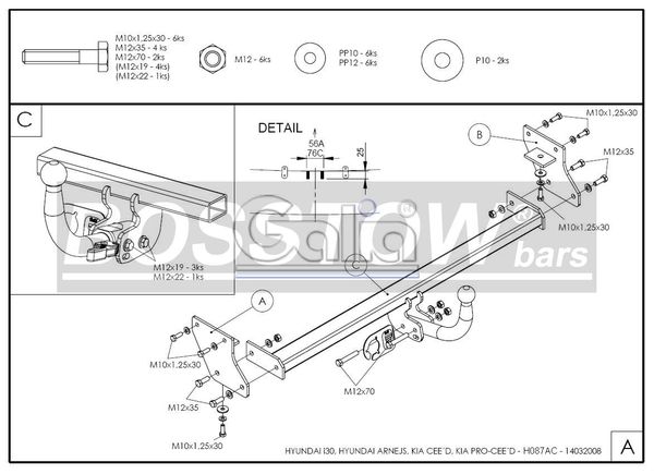 Anhängerkupplung für Hyundai-I30 Fließheck, 3/ 5-Türig, Baureihe 2010-2011 abnehmbar