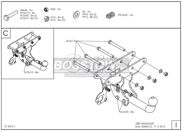 Anhängerkupplung für Jeep-Wrangler JK, Baureihe 2007-2017 abnehmbar