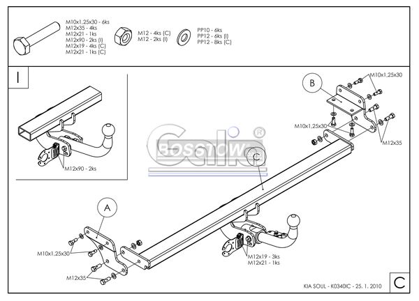 Anhängerkupplung für Kia Soul 2008-2011 Ausf.: abnehmbar
