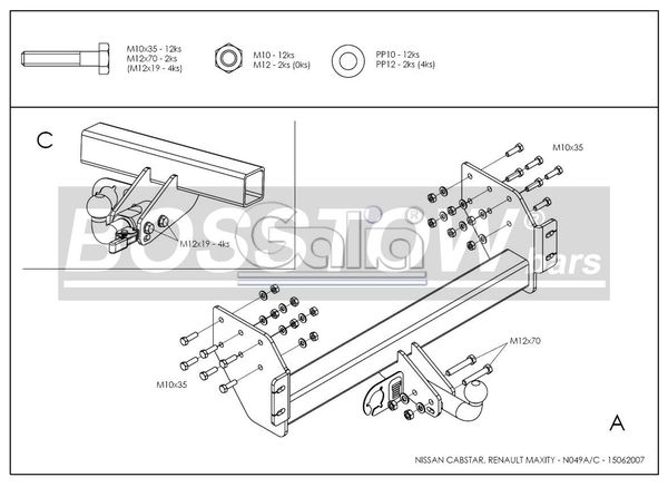 Anhängerkupplung für Nissan-Cabstar F24, Baureihe 2007-2013 abnehmbar