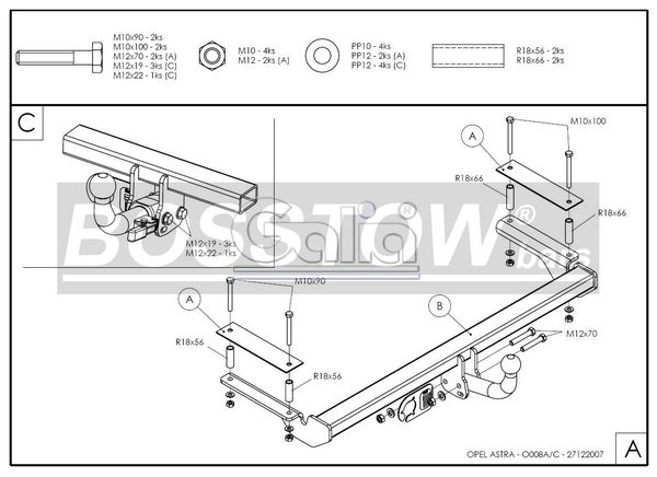 Anhängerkupplung für Opel Astra G, Stufenheck 2000-2004 Ausf.: abnehmbar