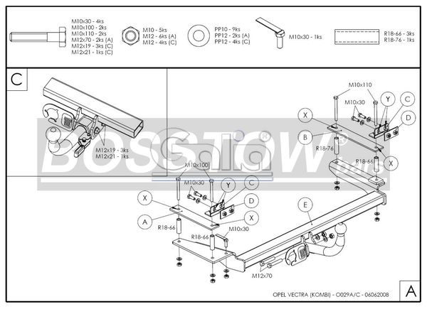 Anhängerkupplung für Opel Vectra B, Kombi 1998-2003 Ausf.: abnehmbar