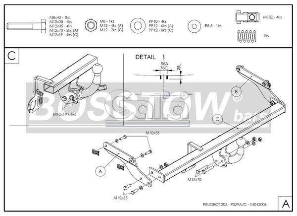 Anhängerkupplung für Peugeot-206+ Base, Baureihe 2009- abnehmbar