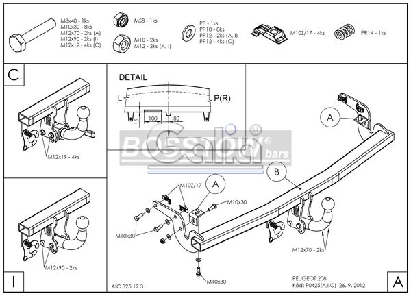 Anhängerkupplung für Peugeot-208 I, Fließheck, Baureihe 2012-2019 abnehmbar