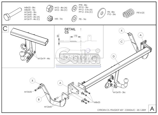 Anhängerkupplung für Peugeot 407 Limousine 2006-2008 Ausf.: abnehmbar
