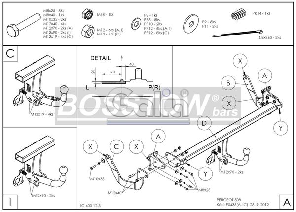Anhängerkupplung für Peugeot 508 Limousine, nicht GT 2011-2014 Ausf.: abnehmbar